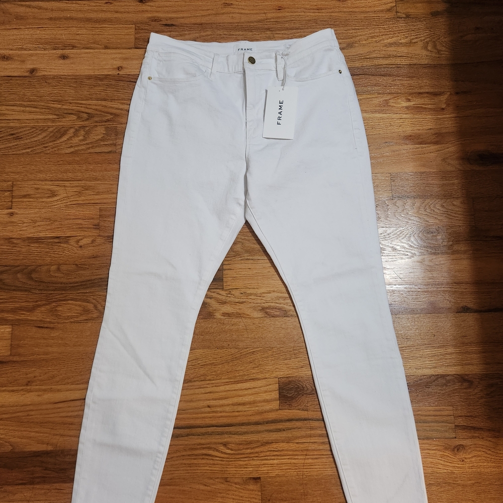 Frame Denim Le High Skinny White Jeans